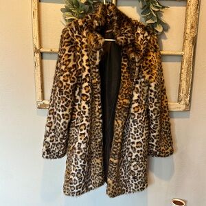 Faux Fur Leopard Print Coat.